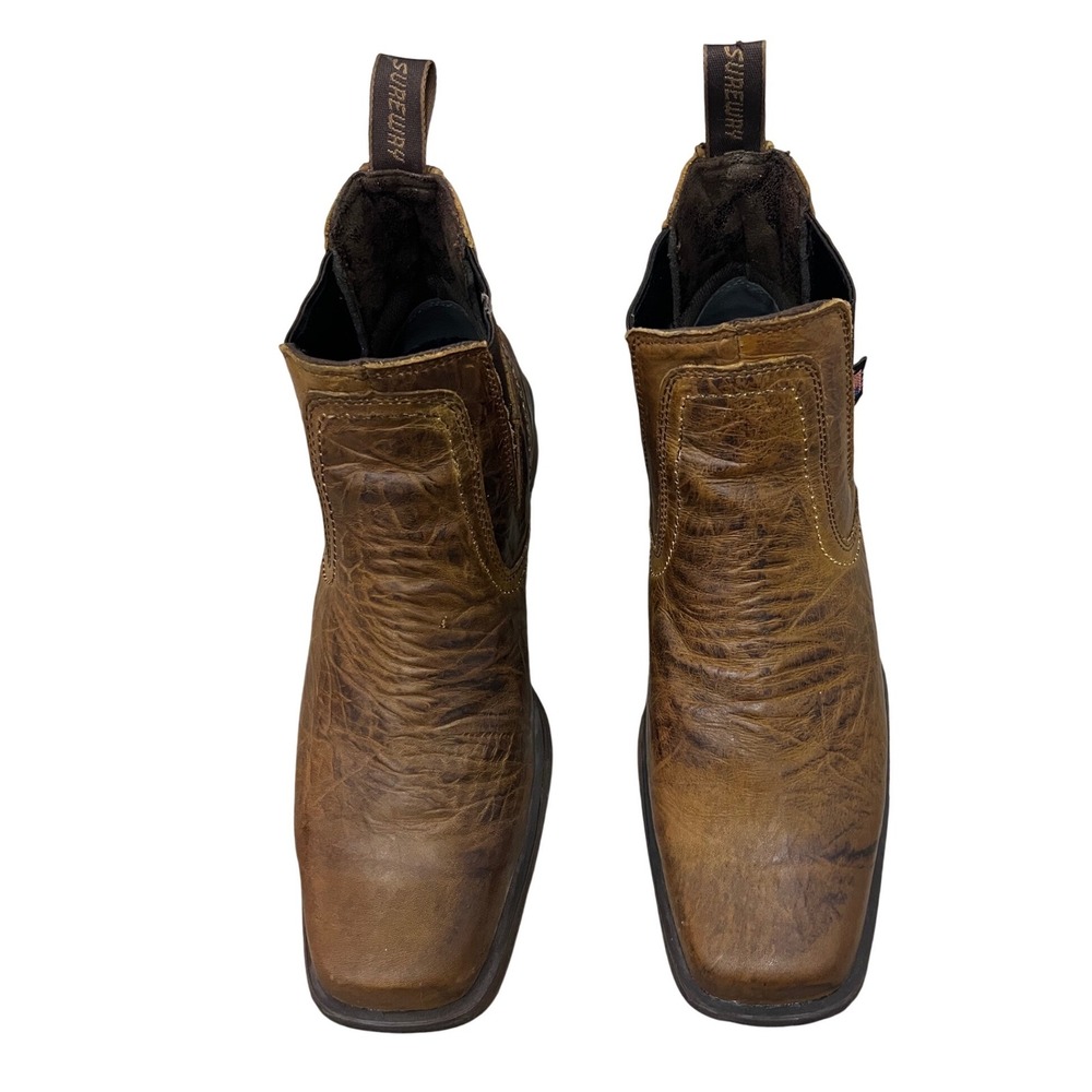 Sureway SW608‎ Work Boots Mens 10 Brown Good Chelsea Square Toe EH Leather